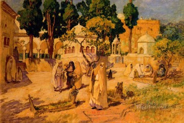 フレデリック・アーサー・ブリッジマン Painting - 市壁のアラブ人女性 フレデリック・アーサー・ブリッジマン